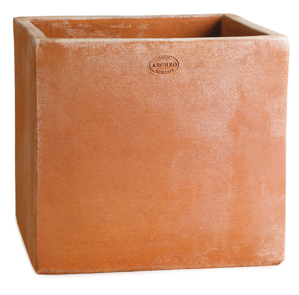 Impruneta Terracotta modern plain square pot without rim.